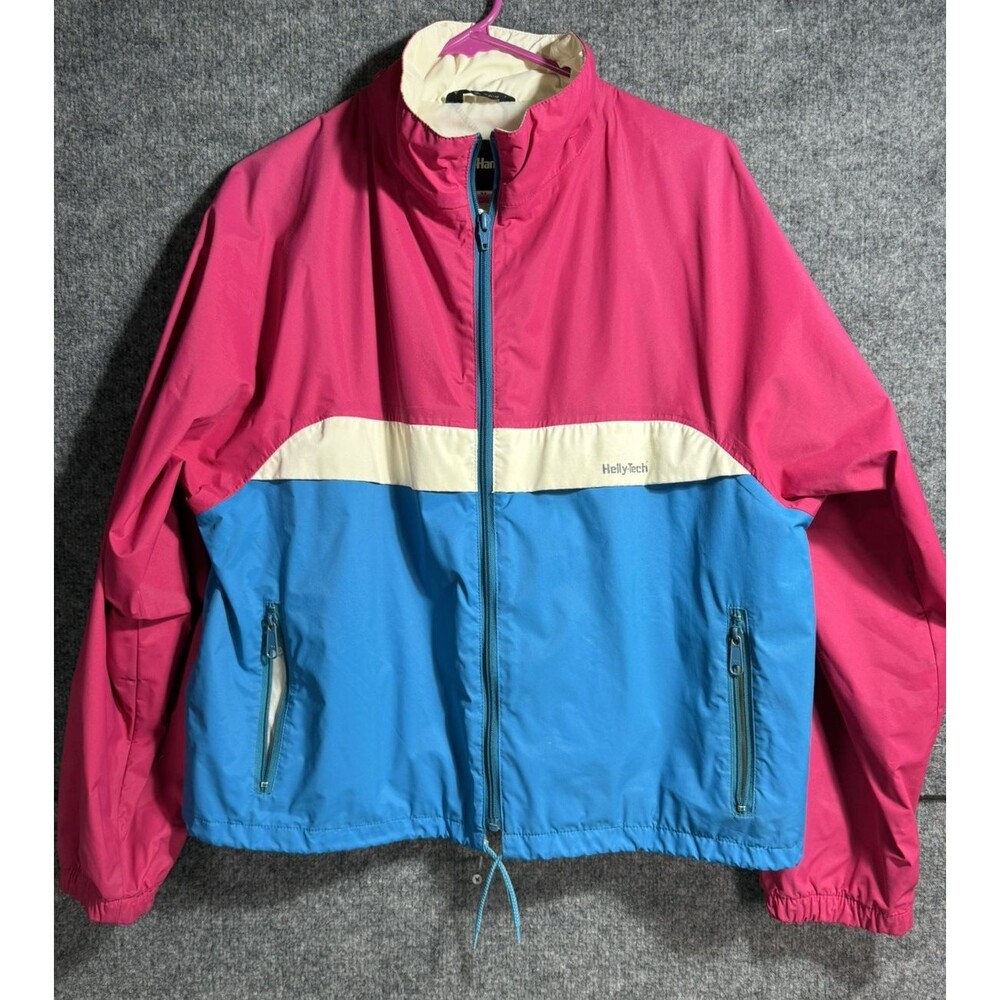 Helly Hansen Women Medium Colorblock Windbreaker Jacket Pink Blue Full Zip